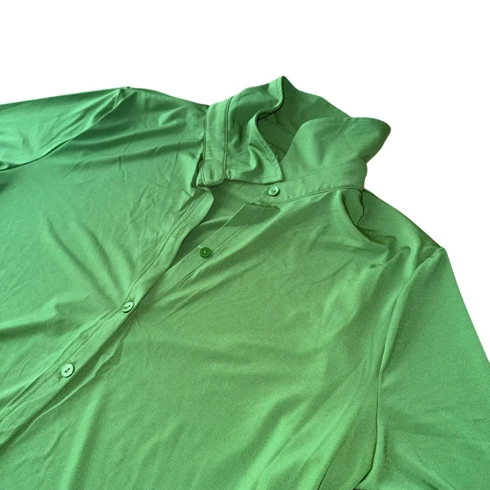 Abercrombie & Fitch Green Button Down Collared Top XL - Picture 3 of 7